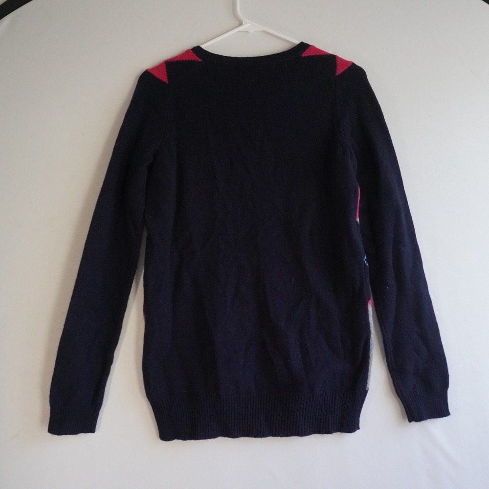 Gap Women's Argyle V Neck Sweater Navy Pink Gray Size S Y2K 80% Wool Blend - Picture 5 of 8